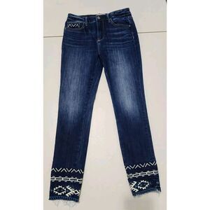 Driftwood Jackie High Rise Skinny Tribal Embroidered Jeans Size 27x28‎ (27x26.5)